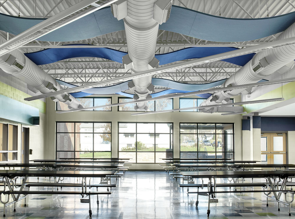 Acoustical Ceiling SoundWave Clouds Cafeteria