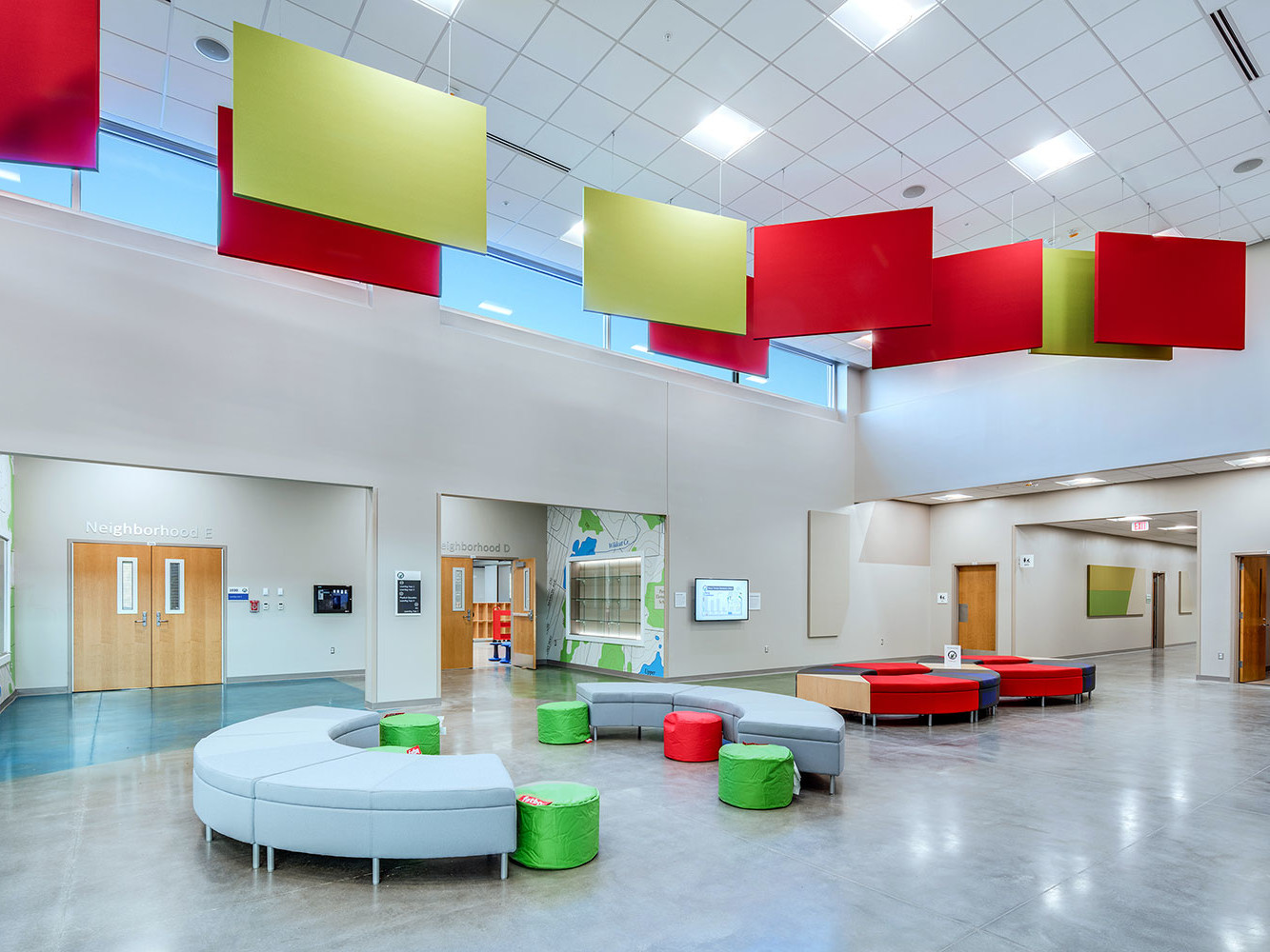 school, acoustics, baffles